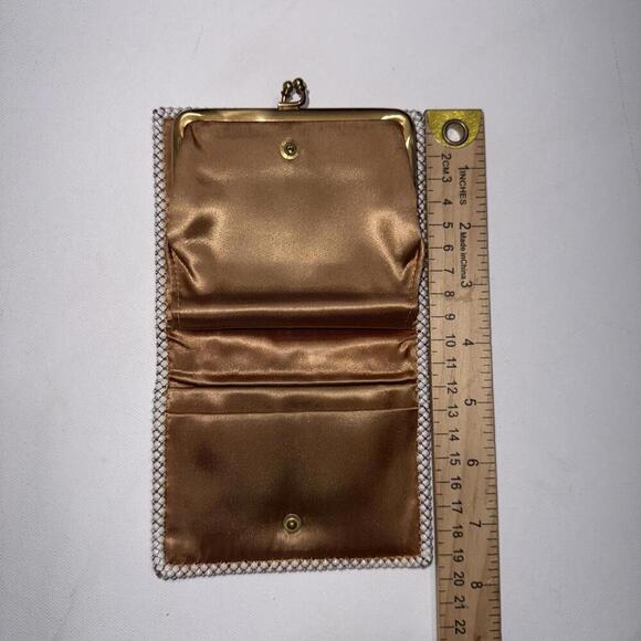 Vintage Whiting & Davis White Old Money Wedding Classy Metal Mesh Wallet Clutch - Picture 7 of 15